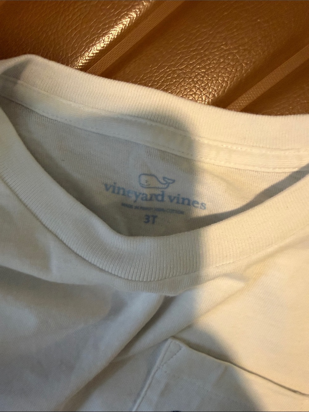 Vineyard Vines White Pocket Tee with Flag Whale Patch - Picture 3 of 3